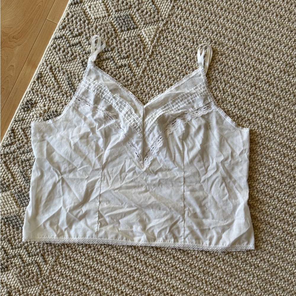 Vintage Figurfit by Indera White Chemise Delicate Scalloped Eyelet Lace Trim